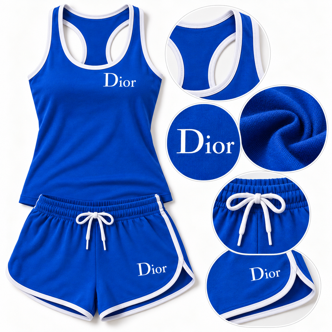 Women’s Dior Tanktop and Shorts Set | Color: Blue | Image 4