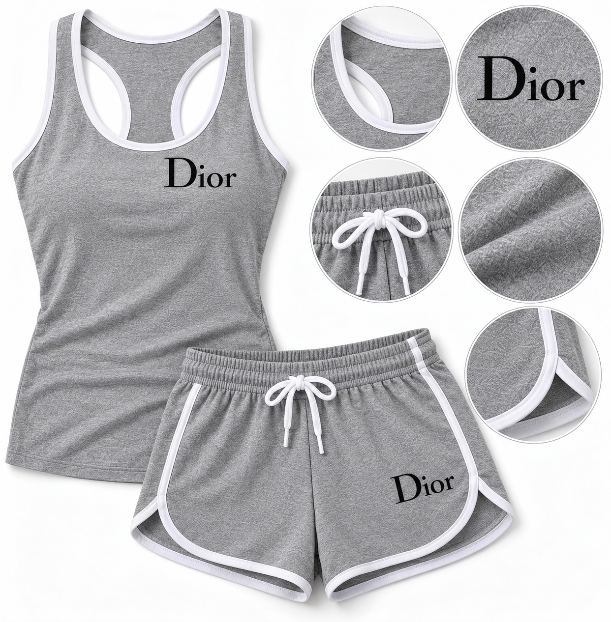 Women’s Dior Tanktop and Shorts Set | Color: Grey | Image 4