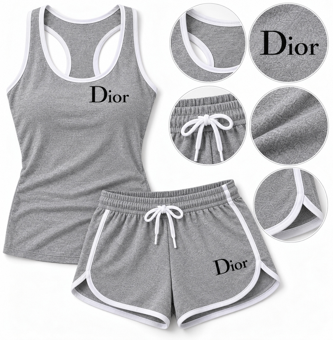 Women’s Dior Tanktop and Shorts Set | Color: Grey | Image 4