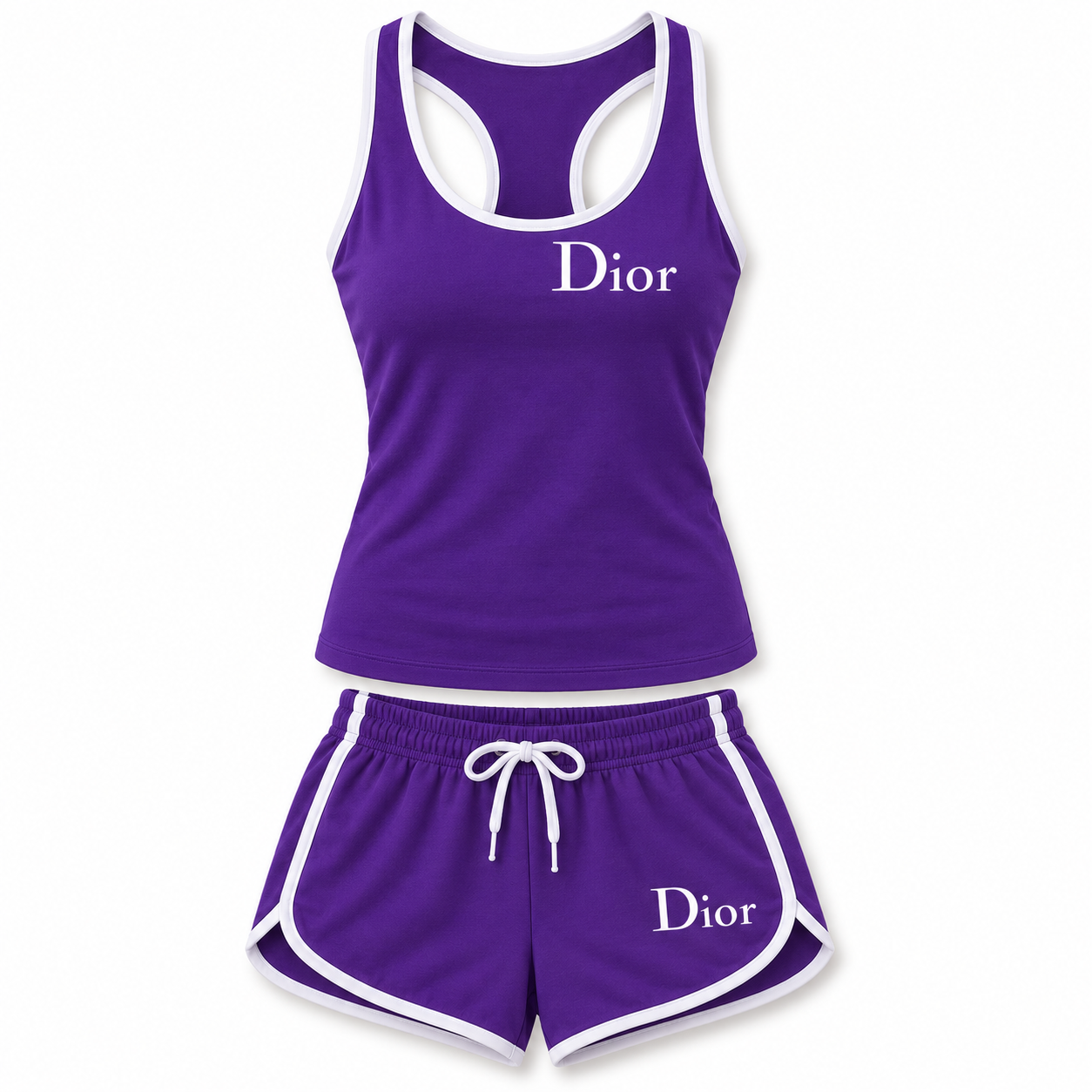 Women’s Dior Tanktop and Shorts Set | Color: Purple | Image 3