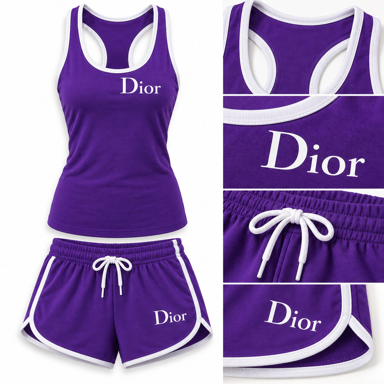 Women’s Dior Tanktop and Shorts Set | Color: Purple | Image 4