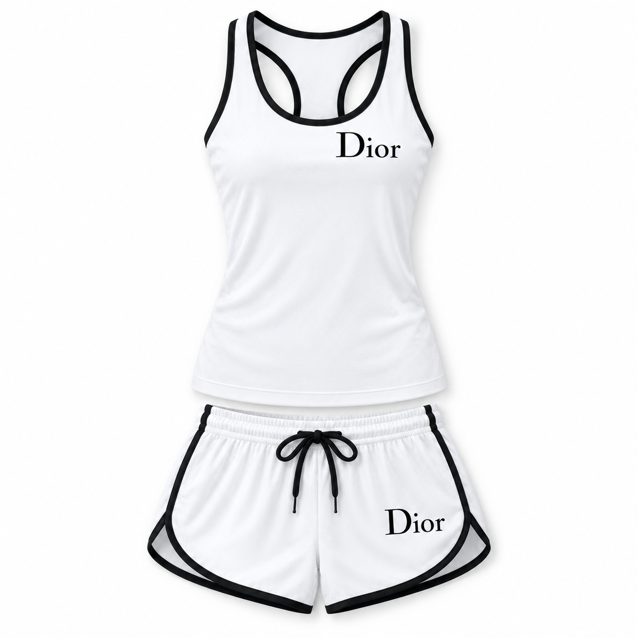 Women’s Dior Tanktop and Shorts Set | Color: White | Image 3