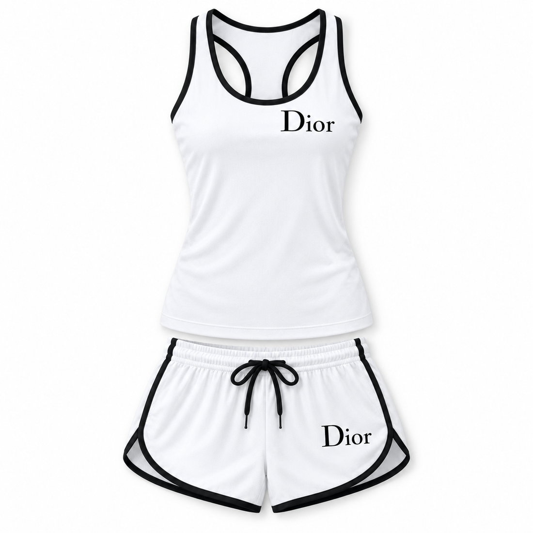Women’s Dior Tanktop and Shorts Set | Color: White | Image 3