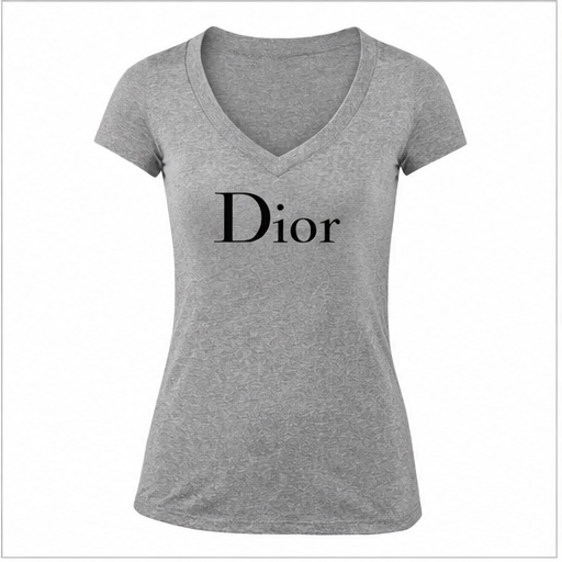 Women's Dior V-Neck T-Shirt | Color: Grey | Image 1