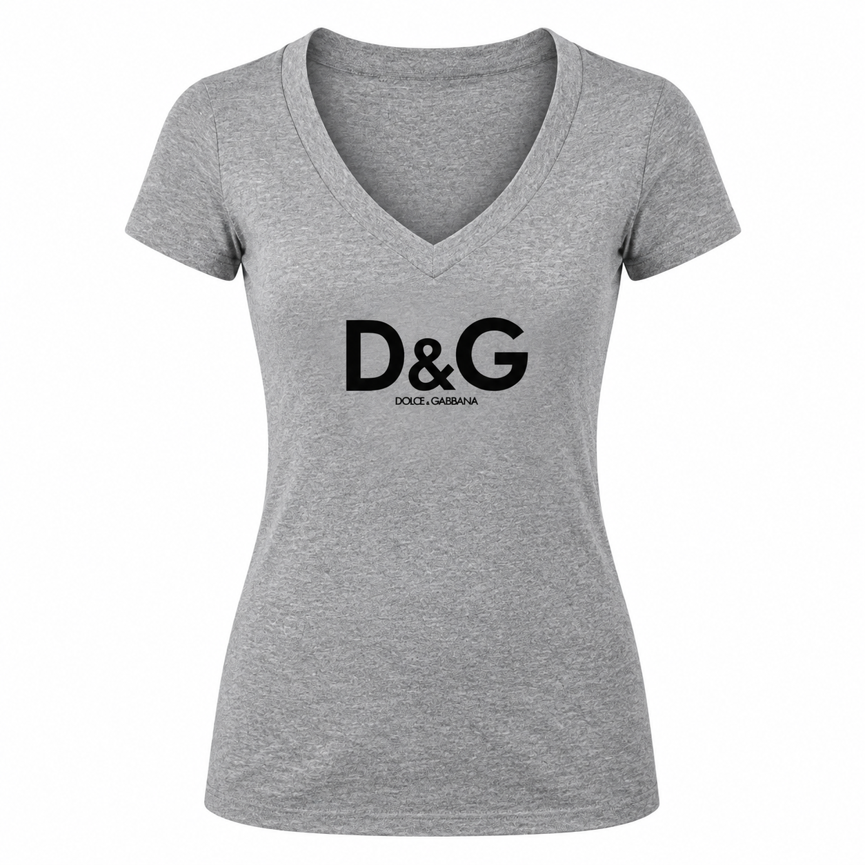 Women's Dolce and Gabbana V-Neck T-Shirt | Color: Grey | Image 1