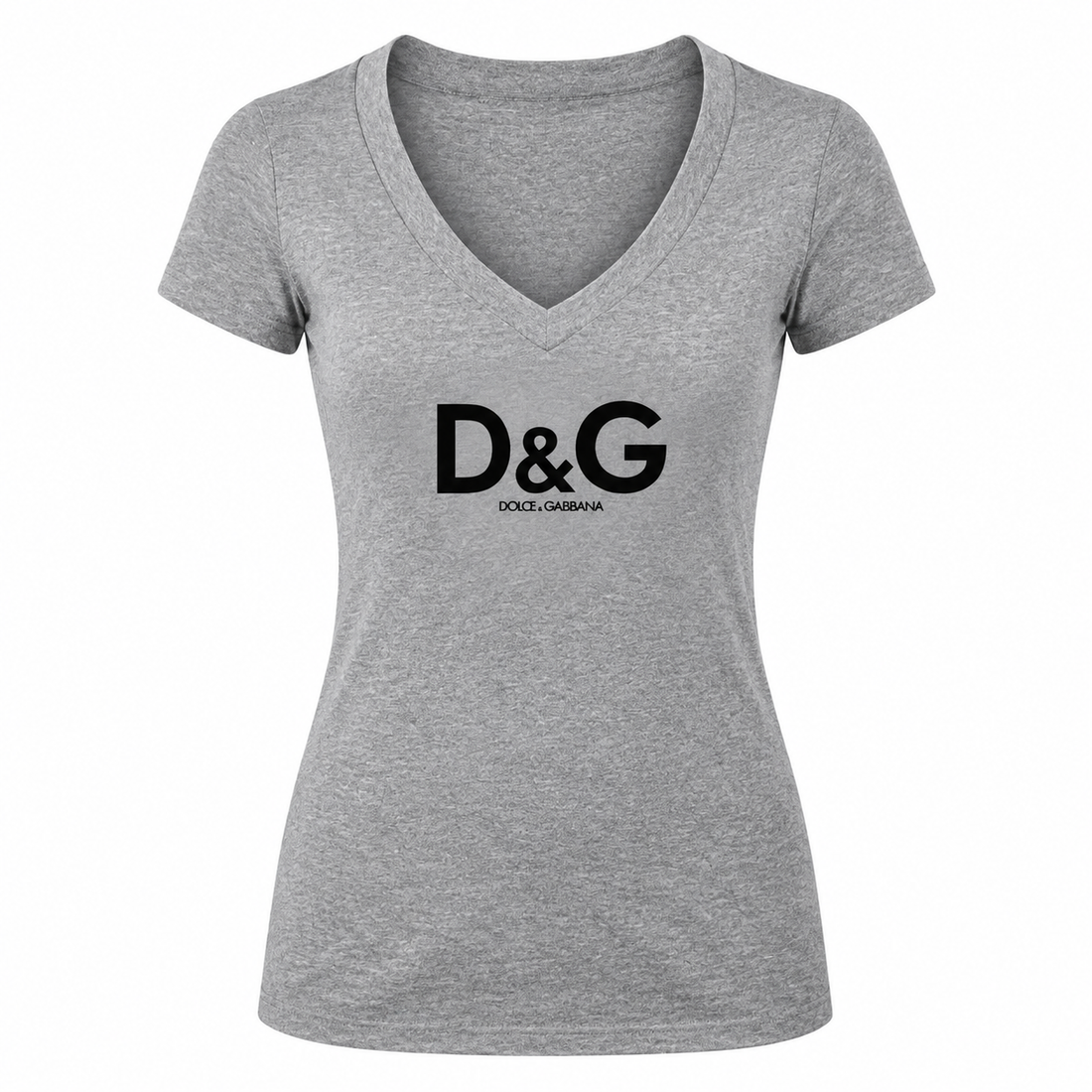 Women's Dolce and Gabbana V-Neck T-Shirt | Color: Grey | Image 1