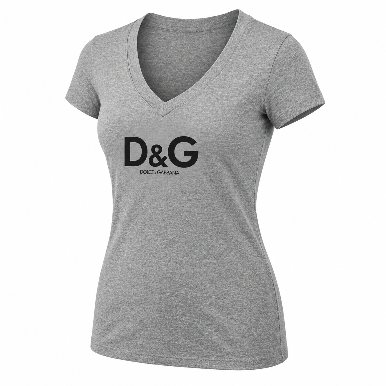Women's Dolce and Gabbana V-Neck T-Shirt | Color: Grey | Image 3