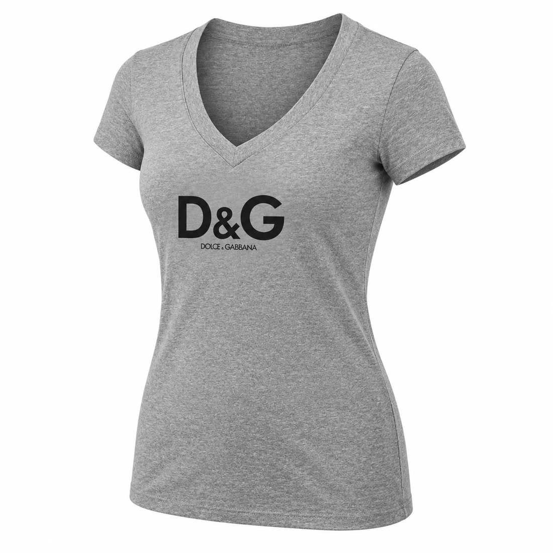 Women's Dolce and Gabbana V-Neck T-Shirt | Color: Grey | Image 3