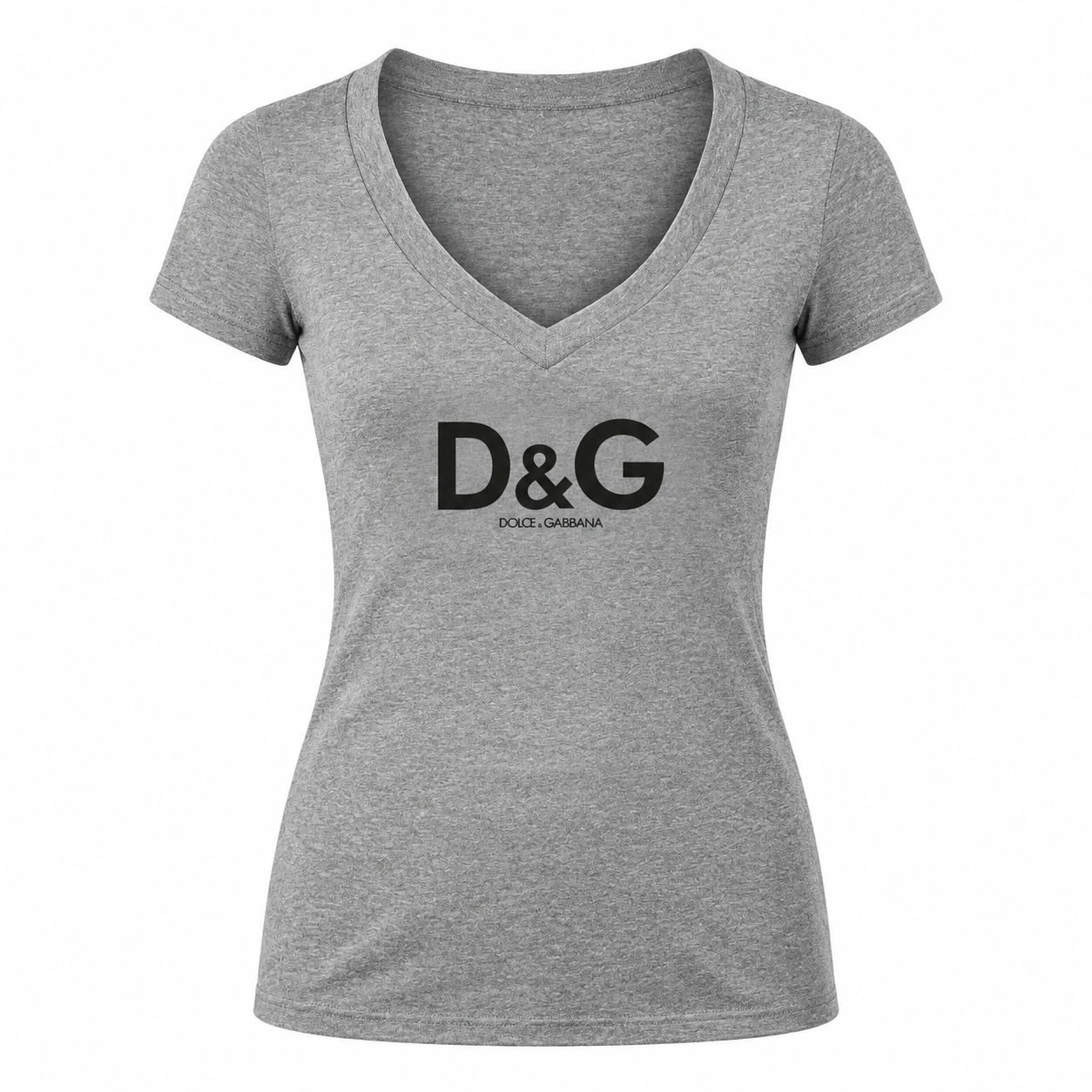 Women's Dolce and Gabbana V-Neck T-Shirt | Color: Grey | Image 4