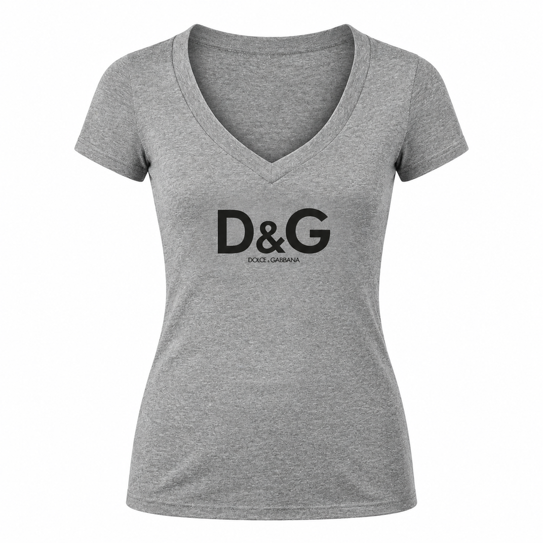 Women's Dolce and Gabbana V-Neck T-Shirt | Color: Grey | Image 4