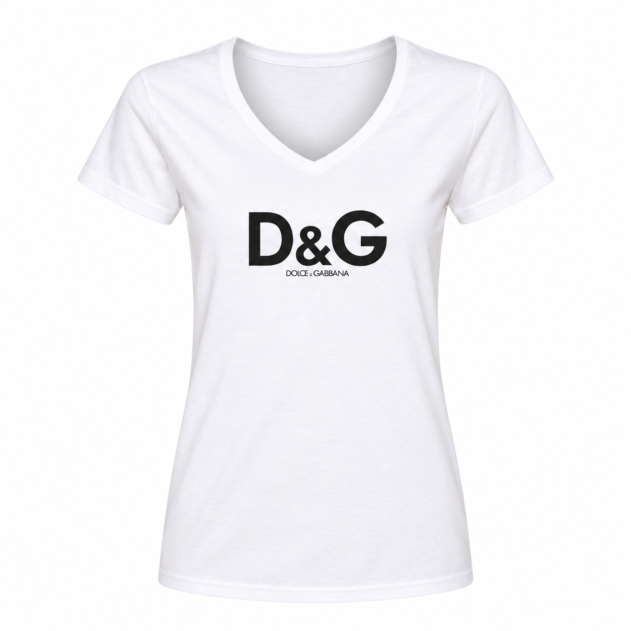 Women's Dolce and Gabbana V-Neck T-Shirt | Color: White | Image 1
