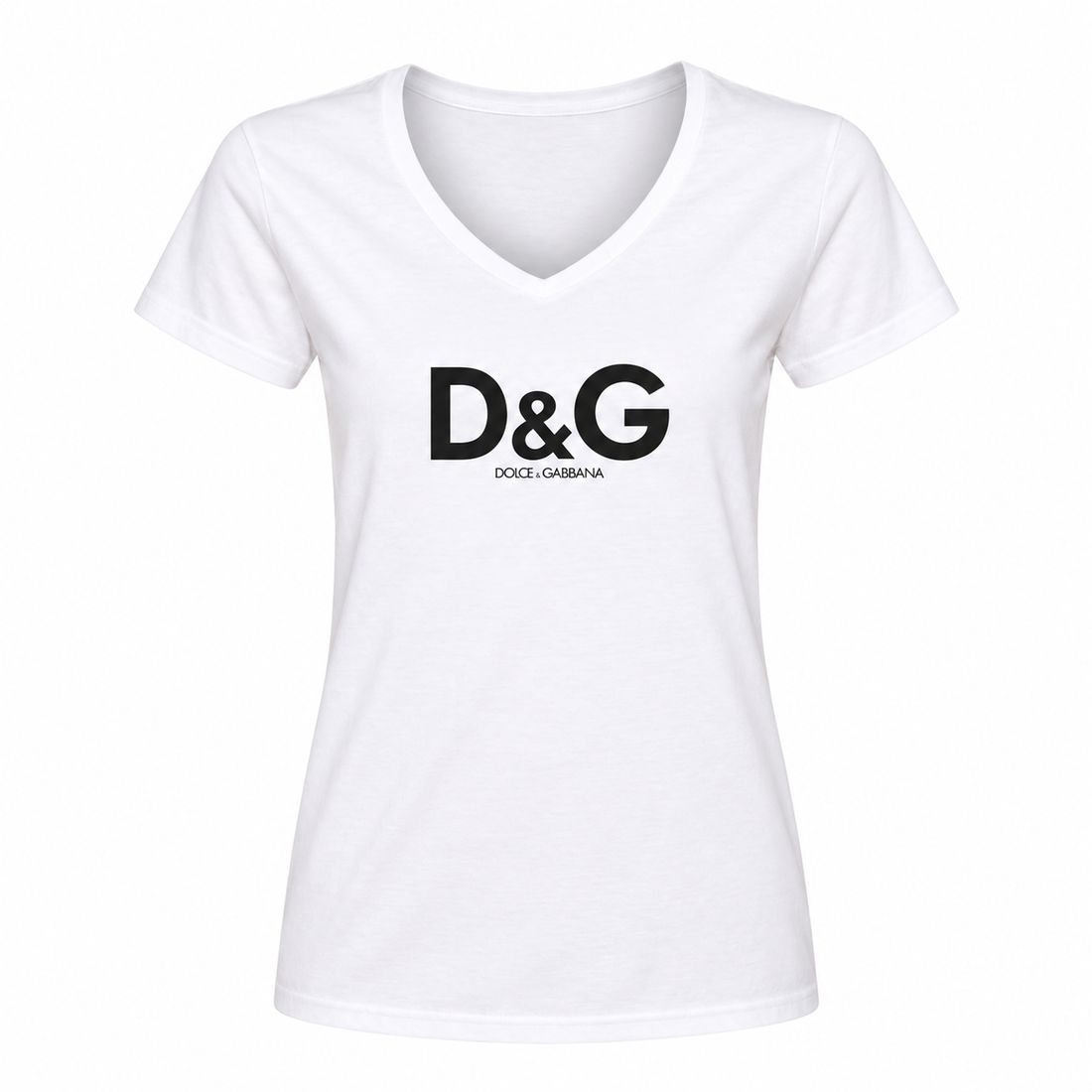 Women's Dolce and Gabbana V-Neck T-Shirt | Color: White | Image 1