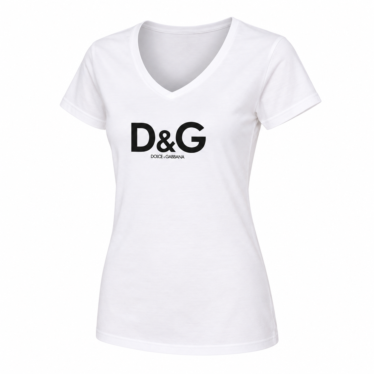 Women's Dolce and Gabbana V-Neck T-Shirt | Color: White | Image 3