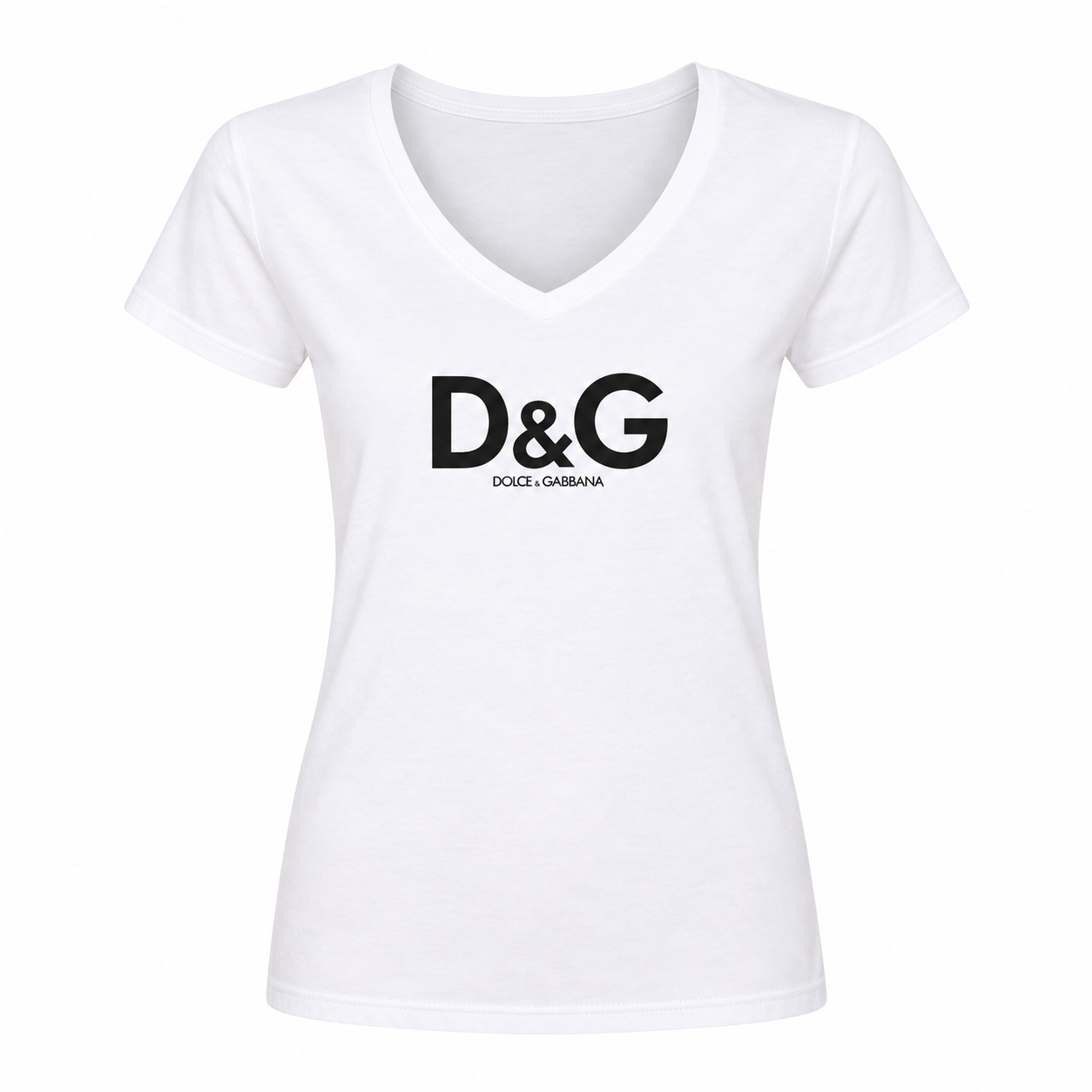 Women's Dolce and Gabbana V-Neck T-Shirt | Color: White | Image 4