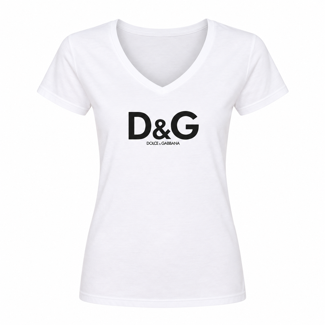 Women's Dolce and Gabbana V-Neck T-Shirt | Color: White | Image 4
