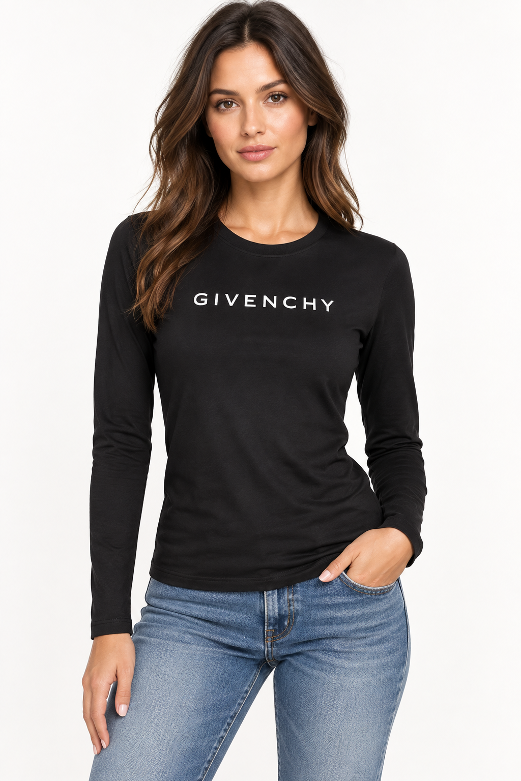 Women's Givenchy Long Sleeve T-Shirt | Color: Black | Image 2