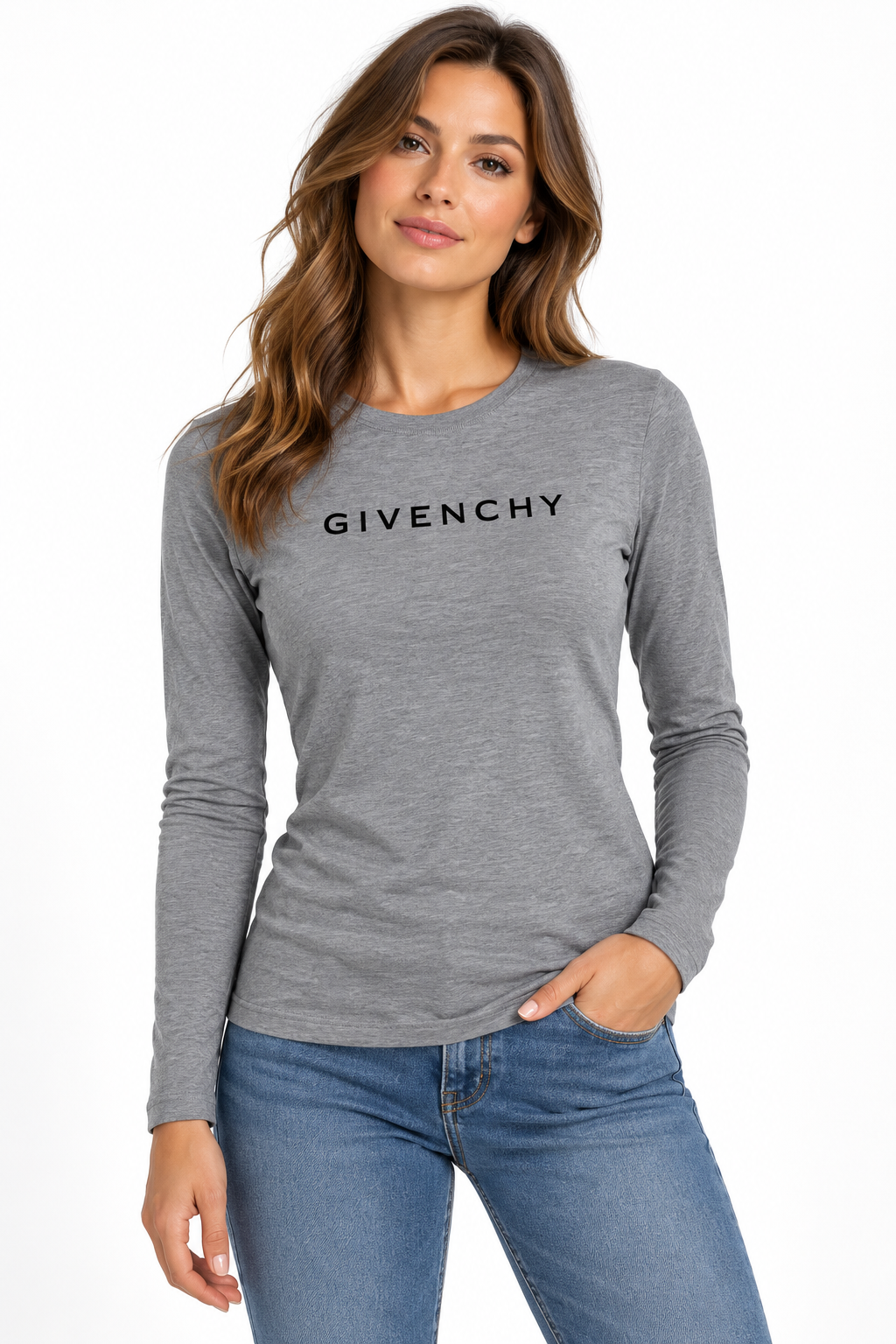 Women's Givenchy Long Sleeve T-Shirt | Color: Grey | Image 2