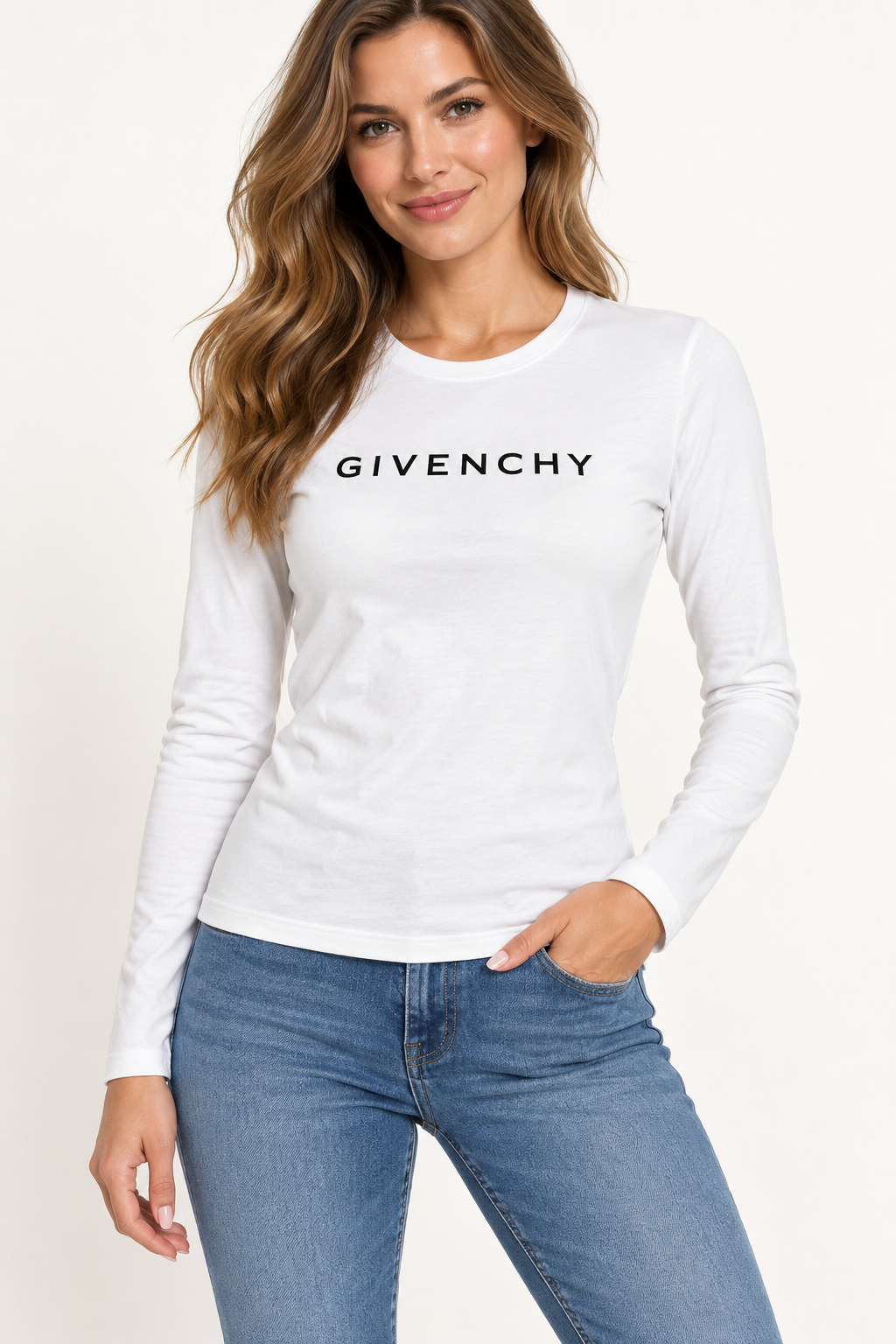 Women's Givenchy Long Sleeve T-Shirt | Color: White | Image 2