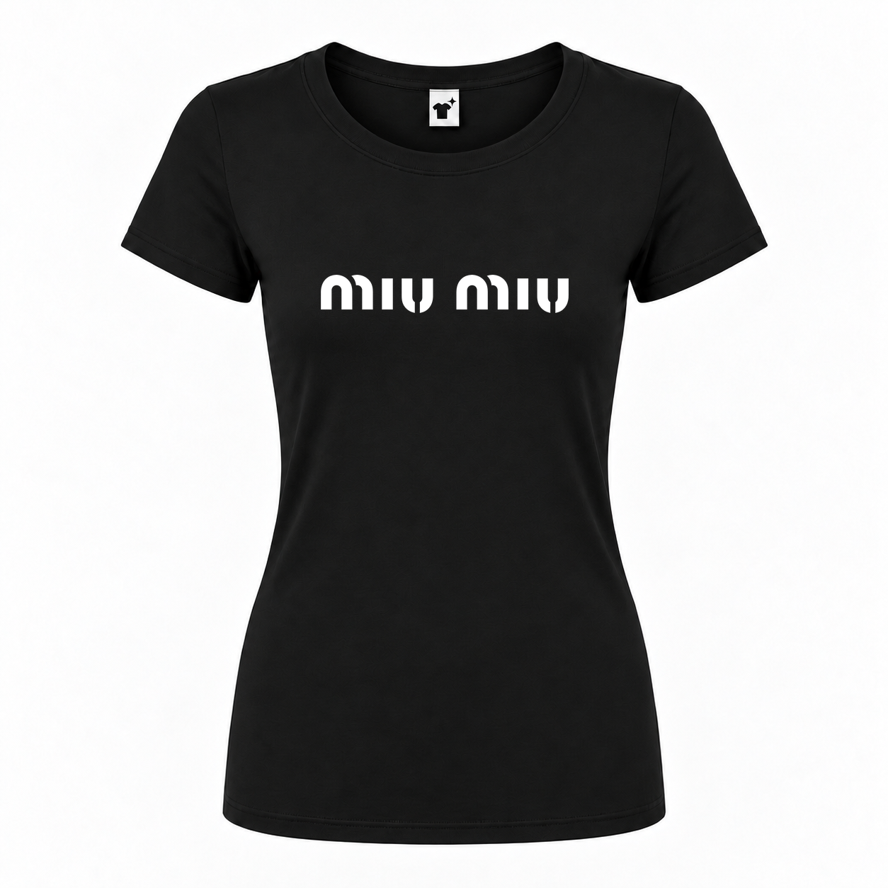 Women's Miu Miu Round Neck T-Shirt | Color: Black | Main