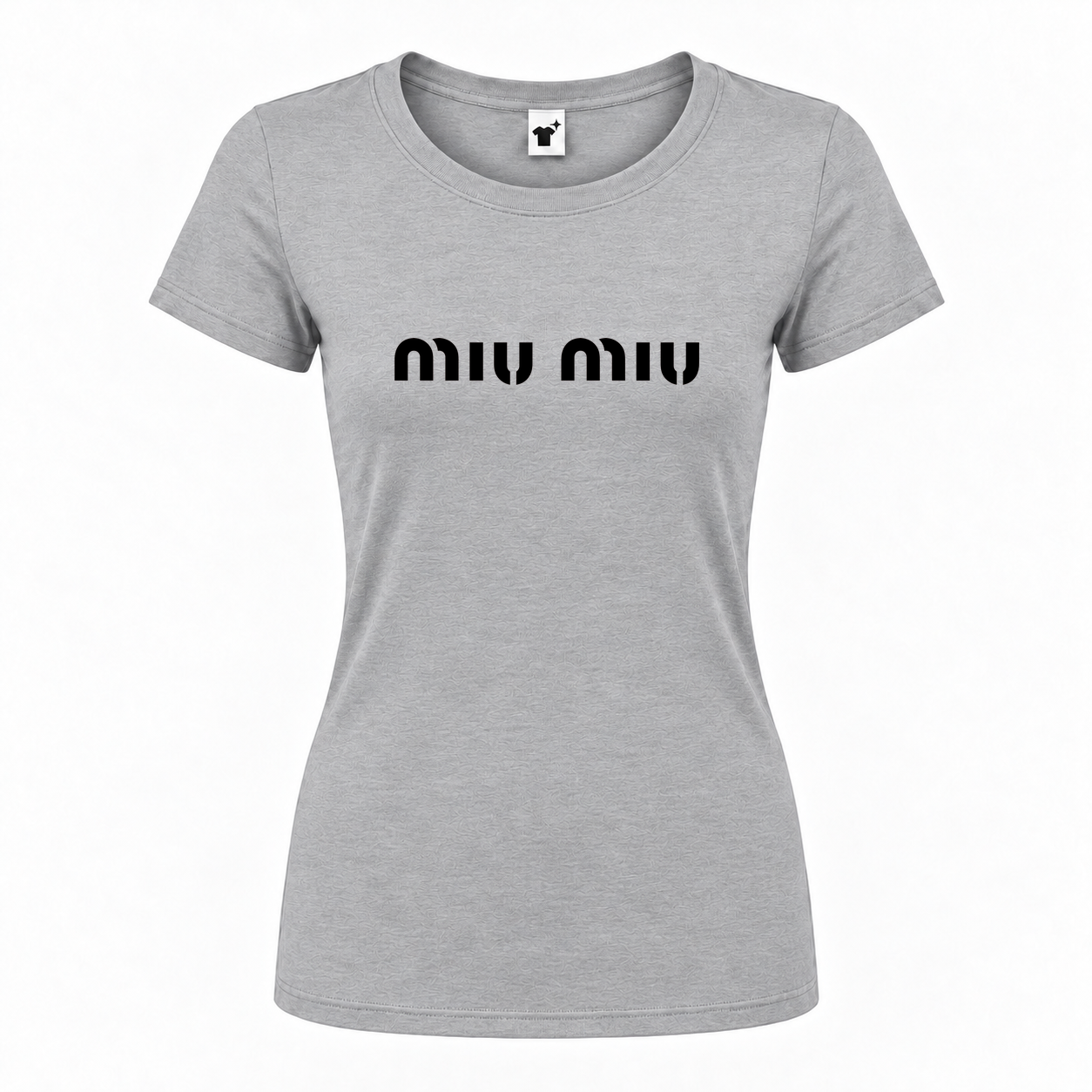 Women's Miu Miu Round Neck T-Shirt | Color: Grey | Main