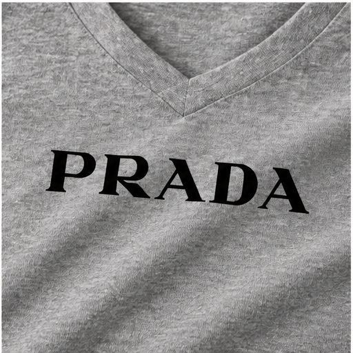 Women's Prada V-Neck T-Shirt | Color: Grey | Image 5