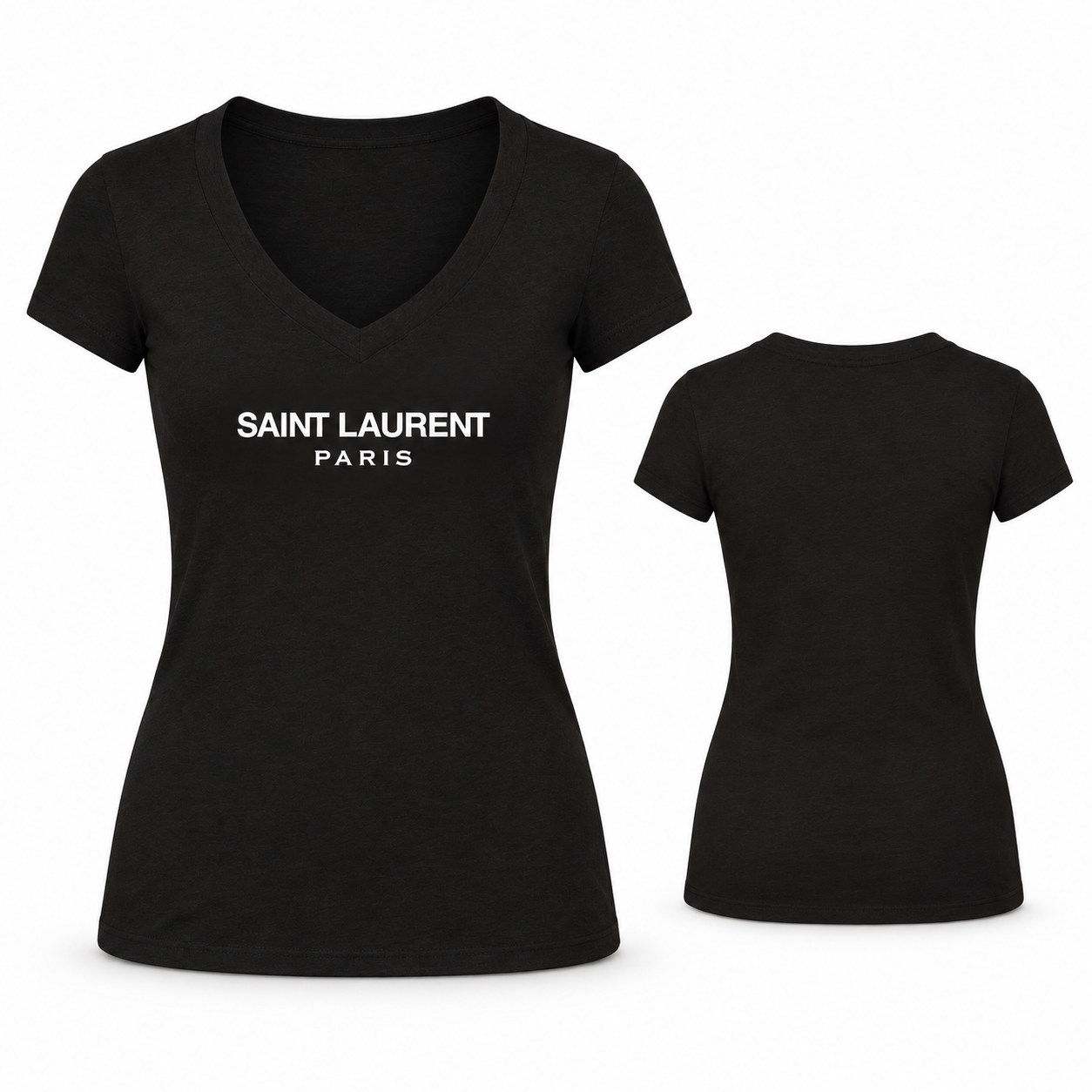 Women's Saint Laurent V-neck T-shirt black main
