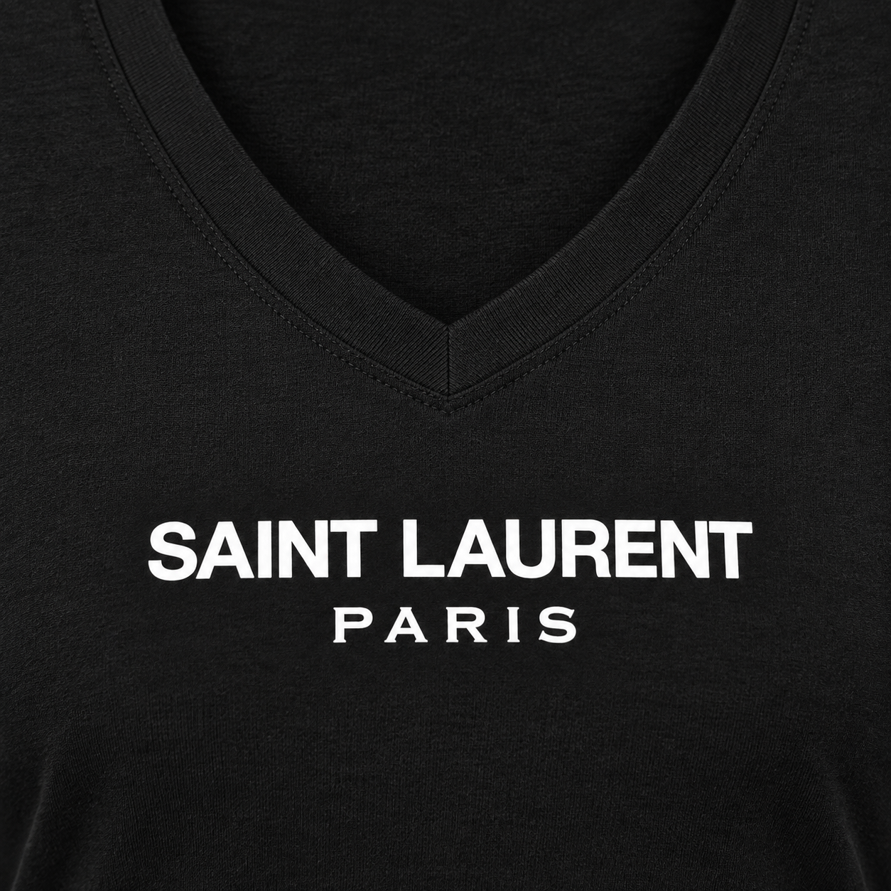 Women's Saint Laurent V-neck T-shirt black detail