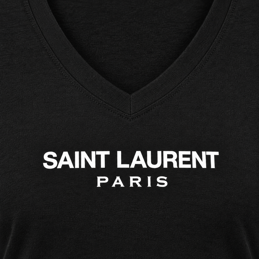 Women's Saint Laurent V-neck T-shirt black detail