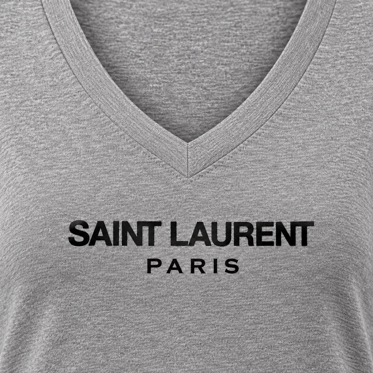 Women's Saint Laurent V-neck T-shirt grey detail
