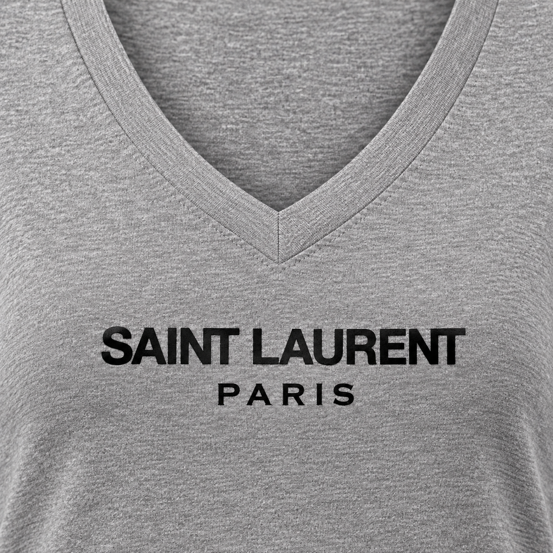 Women's Saint Laurent V-neck T-shirt grey detail