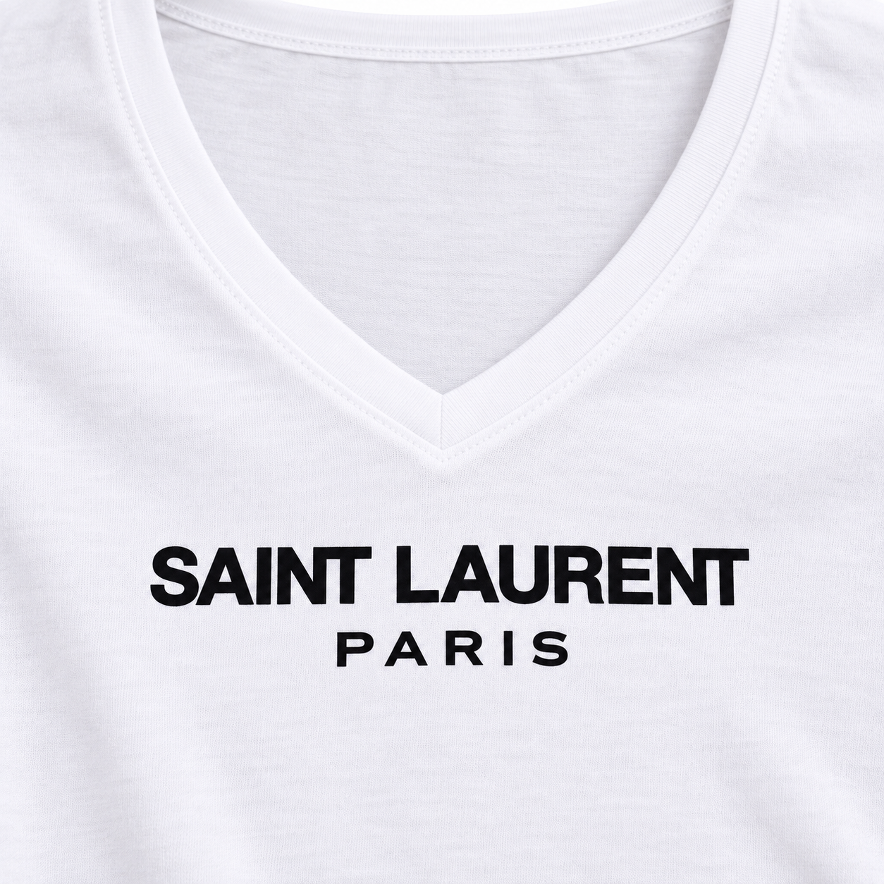 Women's Saint Laurent V-neck T-shirt white detail