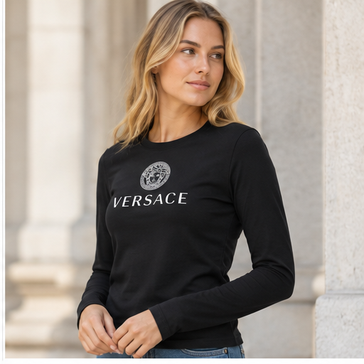 Women's Versace Long Sleeve T-Shirt | Color: Black | Image 3