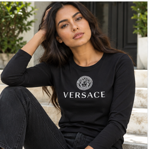 Women's Versace Long Sleeve T-Shirt | Color: Black | Image 4