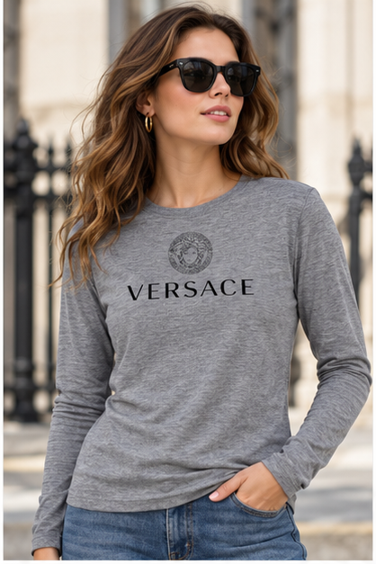 Women's Versace Long Sleeve T-Shirt | Color: Grey | Image 2