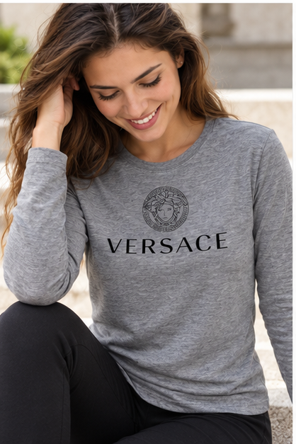 Women's Versace Long Sleeve T-Shirt | Color: Grey | Image 4