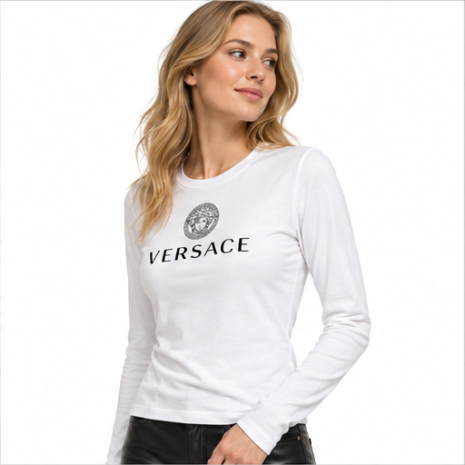 Women's Versace Long Sleeve T-Shirt | Color: White | Image 3