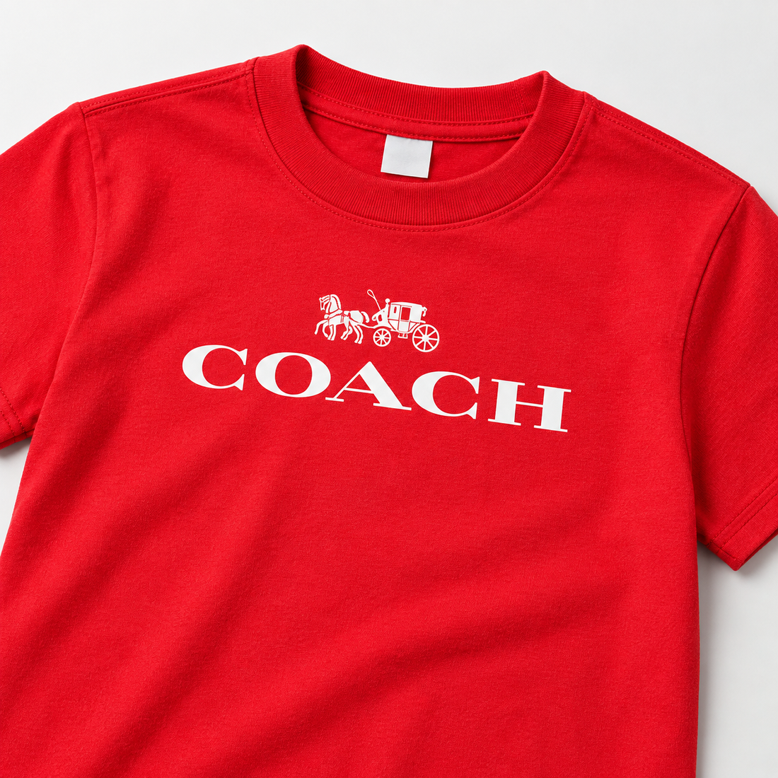Youth Kids Coach Cotton T-Shirt - Red - Image 3