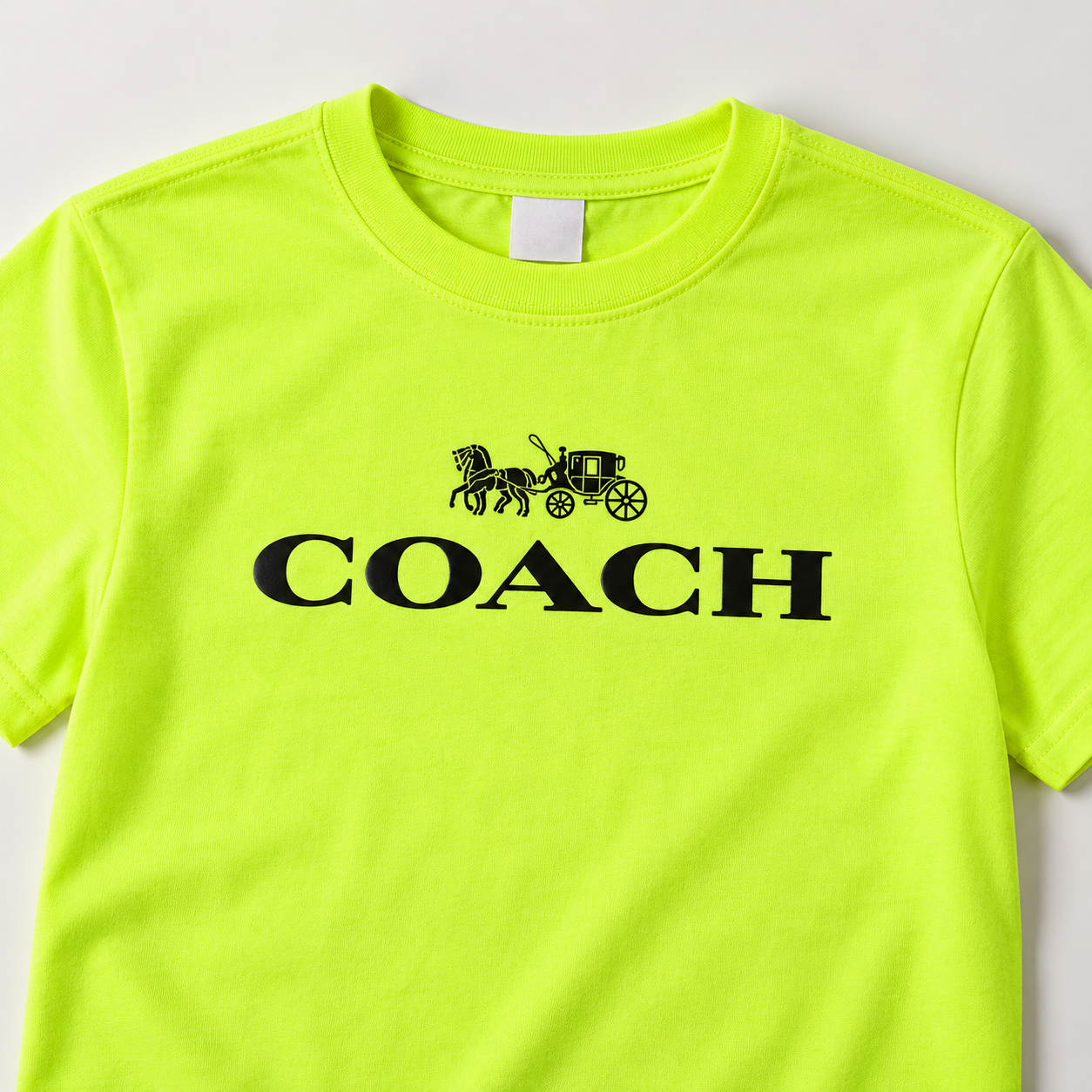 Youth Kids Coach Cotton T-Shirt - Safety Green - Image 3