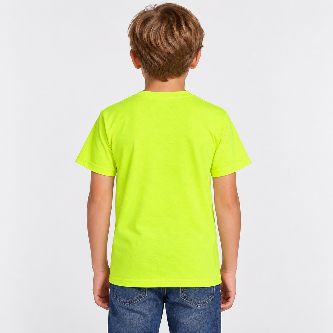 Youth Kids Coach Cotton T-Shirt - Safety Green - Image 5