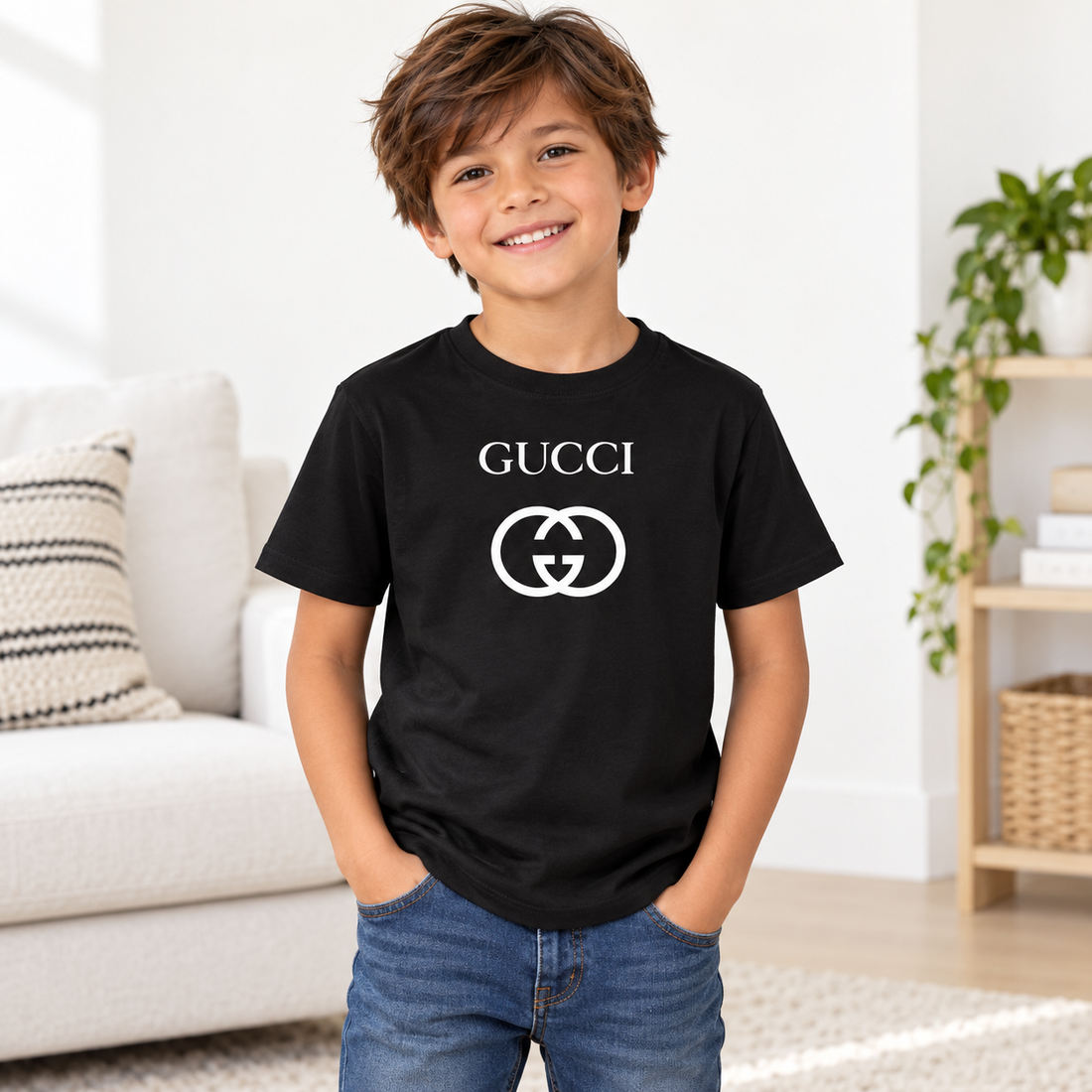 Youth Kids Gucci Cotton T-Shirt | Color: black | Image 2