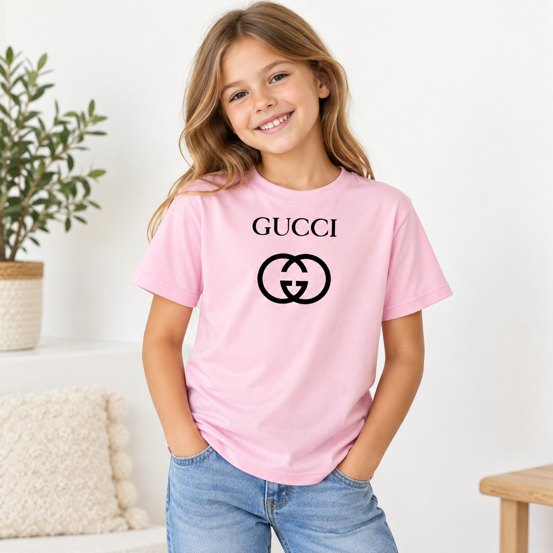 Youth Kids Gucci Cotton T-Shirt | Color: pink | Image 2