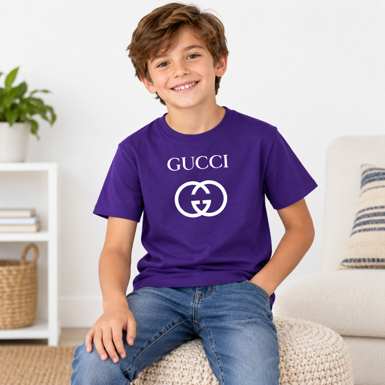 Youth Kids Gucci Cotton T-Shirt | Color: purple | Image 2