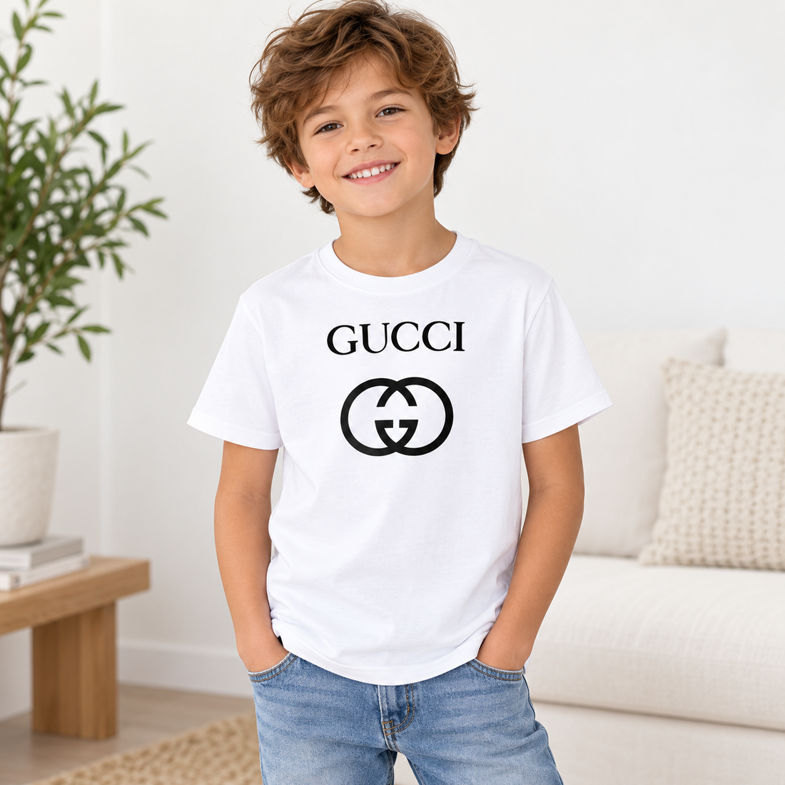 Youth Kids Gucci Cotton T-Shirt | Color: white | Image 2