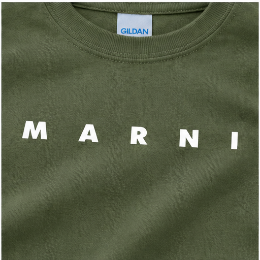 Youth Kids Marni Cotton T-Shirt | Color: Army Green | Image 5