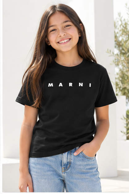 Youth Kids Marni Cotton T-Shirt | Color: Black | Image 3