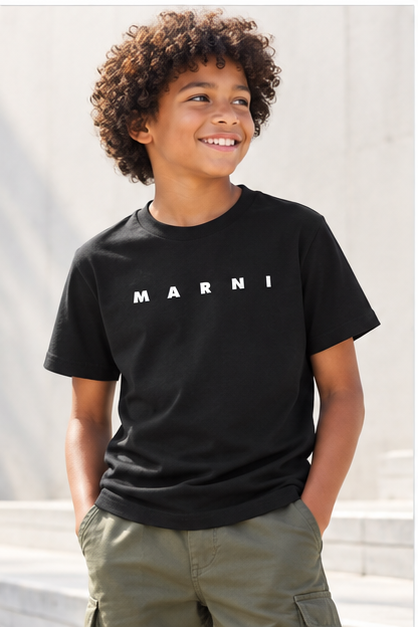 Youth Kids Marni Cotton T-Shirt | Color: Black | Image 4