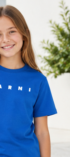 Youth Kids Marni Cotton T-Shirt | Color: Blue | Image 3
