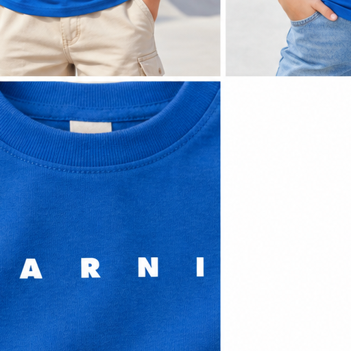 Youth Kids Marni Cotton T-Shirt | Color: Blue | Image 5