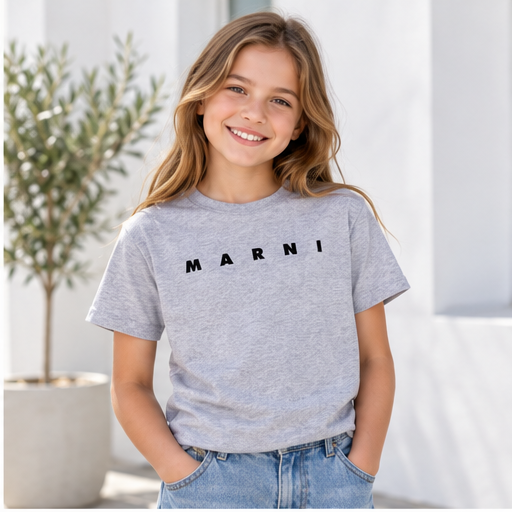 Youth Kids Marni Cotton T-Shirt | Color: Grey | Image 3
