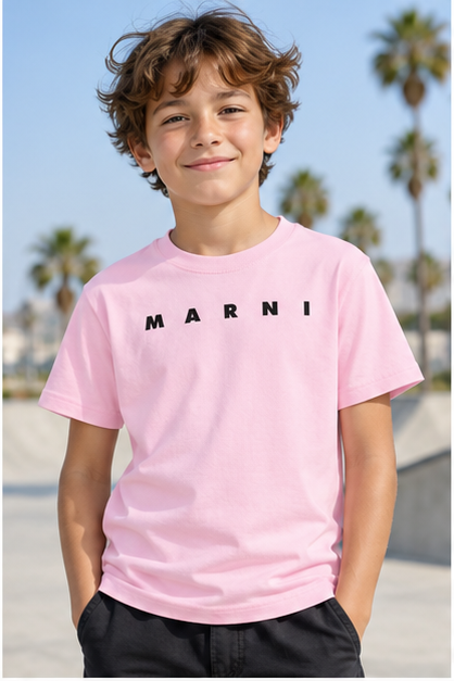 Youth Kids Marni Cotton T-Shirt | Color: Pink | Image 2